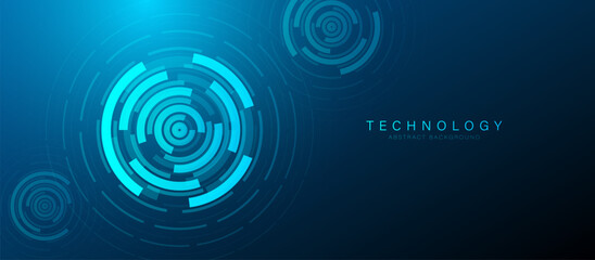 Abstract technology background. Futuristic blue circle. Geometric circular shape. Hi-tech digital concept. Vector illustration