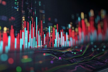 Illuminated intelligence: futuristic data displays. Investment planning. In-depth analysis: an animated 3d holographic data dashboard. Financial charts. Financial growth.