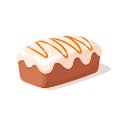 vector illustration of a pumpkin spice loaf cake with white icing drizzle for a sweet homemade Thanksgiving holiday dessert.