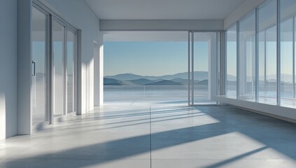 Fototapeta premium Modern, minimalist patio with expansive views