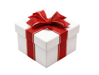 Obraz premium White gift box with red ribbon and bow
