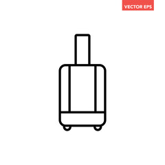 Black single luggage line icon, simple travel baggage flat design pictogram vector for app ads web button ui interface elements isolated on white background