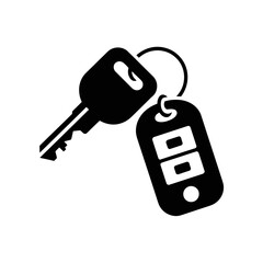 Car Key Icon – Vehicle Keychain and Remote Control Silhouette Vector