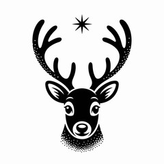 Cute Reindeer Icon – Christmas Deer Head Silhouette Vector Illustration