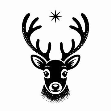 Cute Reindeer Icon &ndash; Christmas Deer Head Silhouette Vector Illustration