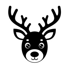 Cute Reindeer Icon – Christmas Deer Head Silhouette Vector Illustration