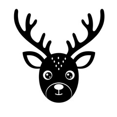 Cute Reindeer Icon – Christmas Deer Head Silhouette Vector Illustration