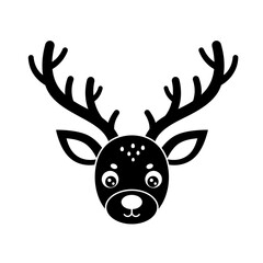 Cute Reindeer Icon – Christmas Deer Head Silhouette Vector Illustration