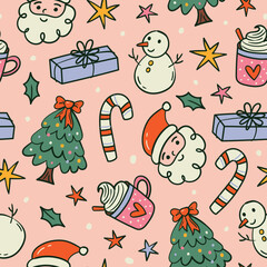 Cute Christmas Pattern Santa Claus Background