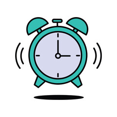 Ringing turquoise alarm clock wake up reminder