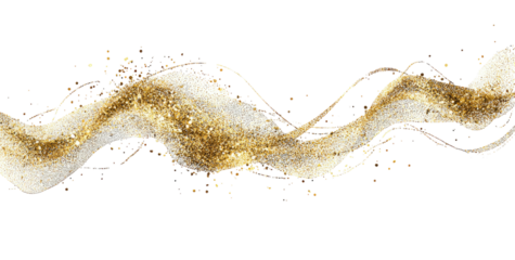 Abstract gold stream flowing across black background