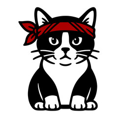 Tuxedo Cat with Bandana