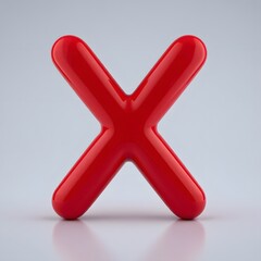 Red 3D X on white background