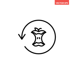 Single food waste recycle line icon, simple organic recycling flat design vector pictogram, infographic interface elements for app logo web button ui ux isolated on white background