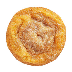 Golden-brown muffin with a cinnamon swirl and sugar topping
