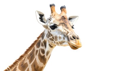 Fototapeta premium Giraffe Portrait Against White Background