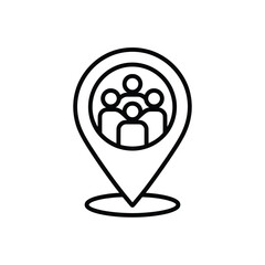 Location pin with group of people icon