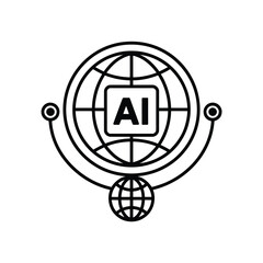 Global artificial intelligence network and innovation symbol