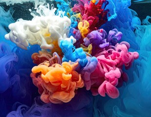 Fototapeta premium Colorful Ink Clouds Swirling in Water