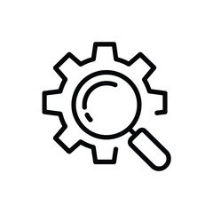 Obraz premium Magnifying glass over gear icon representing search and analysis