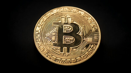 Golden bitcoin with intricate design displayed against a dark background for cryptocurrency enthusiasts
