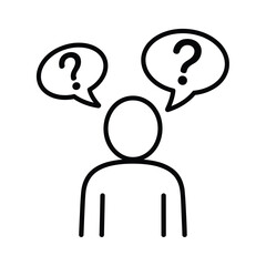 Person with question marks in thought bubbles