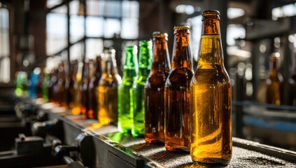 Bottles on a conveyor belt in a brewery (1)