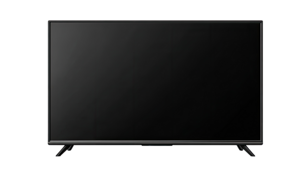 Flat black television screen, front view