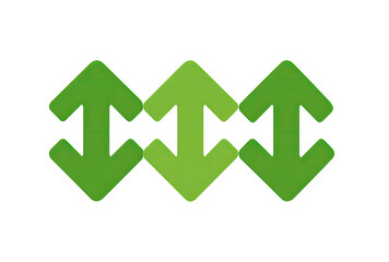 Three repeating green arrows, pointing up and down, creating a pattern