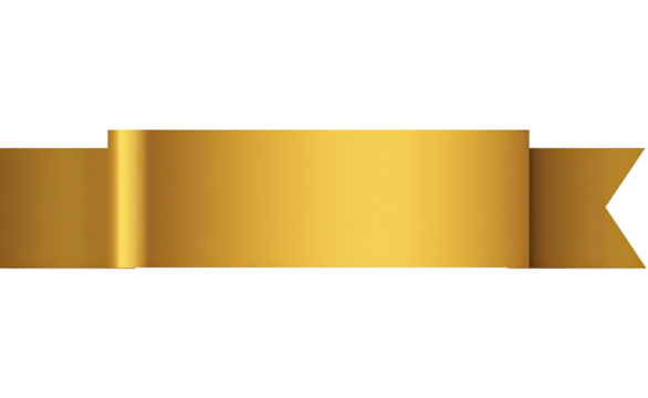 Gold ribbon banner,  horizontally oriented,  with  subtle shading and highlights