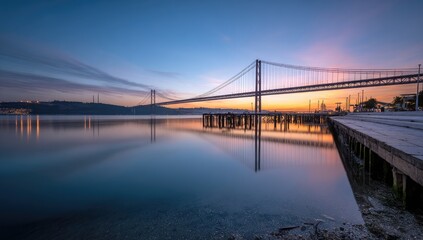 Fototapeta premium Calm sunrise over a city bridge