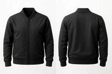 Black Jacket Mockup – Front and Back View on White Background for Apparel Branding