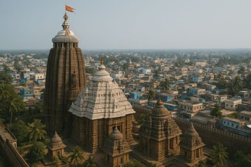 Aerial View of Jagannath Temple Puri Cityscape.
