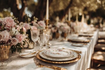 Elegant outdoor dining table setting