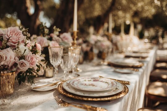 Elegant outdoor dining table setting
