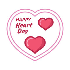 Happy heart day celebration greeting with pink hearts and text