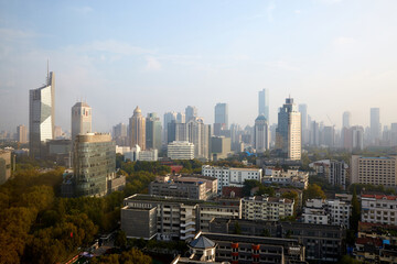 Obraz premium Nanjing city skyline sunrise aerial view, China
