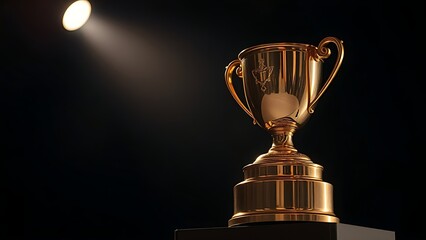 A gleaming gold trophy on display, representing achievement and excellence.