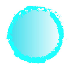 Abstract Hand-Painted Light Blue Circle with Grunge Border
