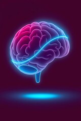 Dynamic illuminated brain with glowing energy path, representing intelligence, ideas, and innovation