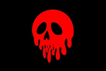 A red skull melting with dripping liquid on black background or wallpaper. Black, red. Ghost, haunted, scary, spooky, death, head, face, monster, cool, dead, evil, vampire, bone, skeleton, horror, etc