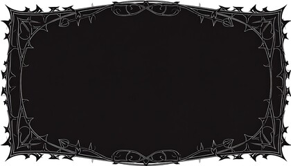 Black rectangular frame with intricate, dark gray floral and thorn-like design