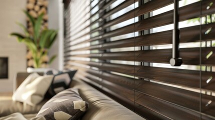 Wooden Blinds In A Living Room