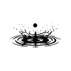 Water drop splash ripple effect black and white vector illustration graphic design