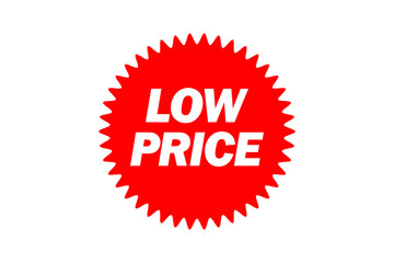 LOW PRICE - LOW PRICE text written on zig-zag edged red object 
