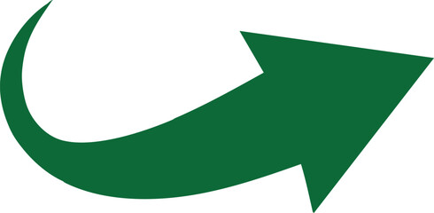 Green curved arrow pointing right showing progress and direction