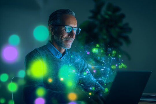 Balancing work and life: success in a home office setting. Social media network. Elegant yet functional: transforming home into a professional workspace. Online friendship symbol. - Powered by Adobe