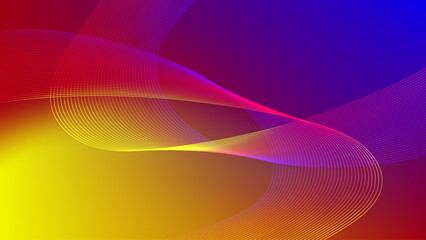 Yellow red purple gradient mesh abstract background with wavy blended line nice for wallpaper or banner