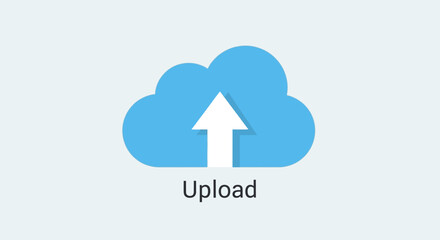Simple Flat Cloud with Arrow Sign for File Uploading Concept