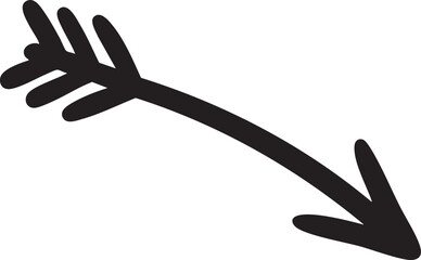 Fototapeta premium Hand-drawn arrow design showing direction downward and to the right